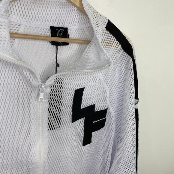 LF White Black Mesh Zip Up Long Sleeve Logo Jacket Women's Size Small S NWT - Picture 4 of 9